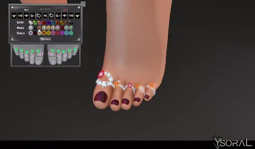 .: Set Feet Rings Flowers:.